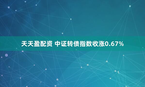 天天盈配资 中证转债指数收涨0.67%
